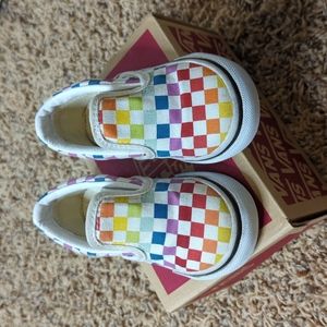 Vans rainbow checkerboard shoes toddler size 5